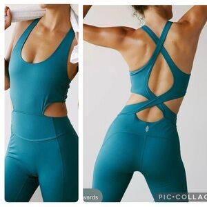 Free people back it up jumpsuit  in teal